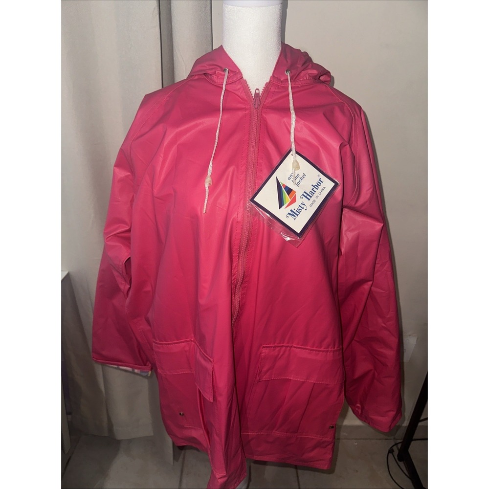 Misty Harbor Hooded Any Time Jacket Women Pink Plaid Lining Zip Hood SIZE L  NWT